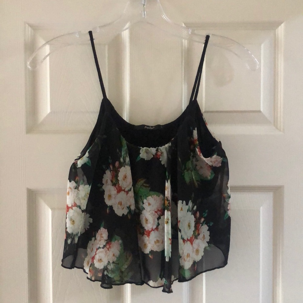 Crop Tank w/ Sheer Overlay